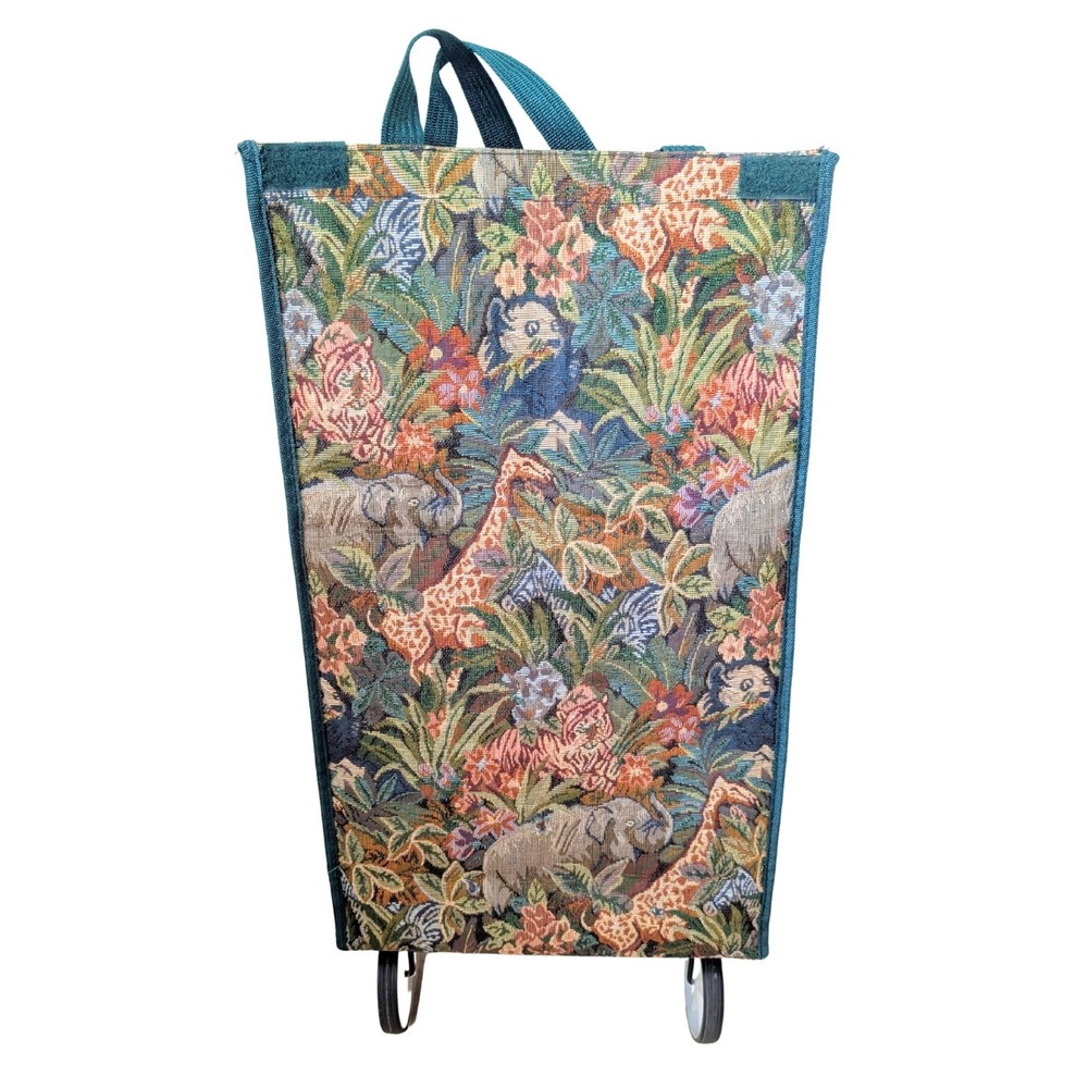 Vintage Pioneer Animal Jungle Safari Canvas Rolling Tote Bag
